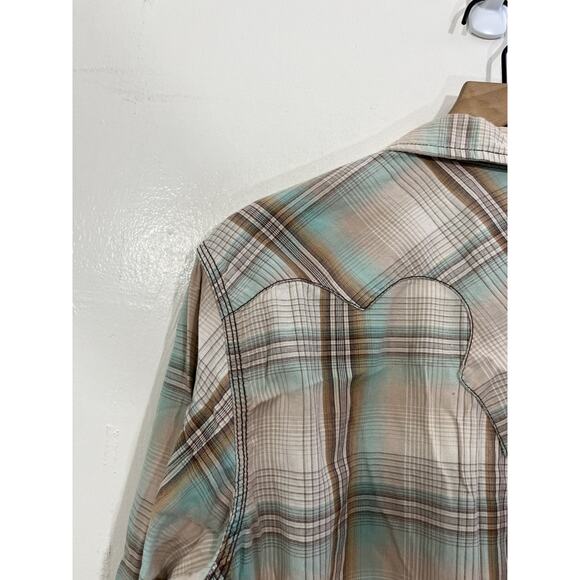 Plaid Embroidery Dragon Asian Pearl Snap M Cowboy Western Ranch Outdoor Rodeo - Picture 10 of 15